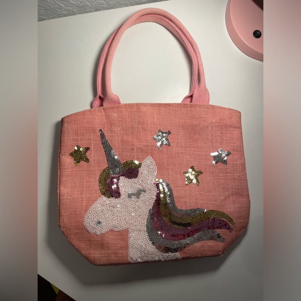 Mudpie sequin unicorn tote bag